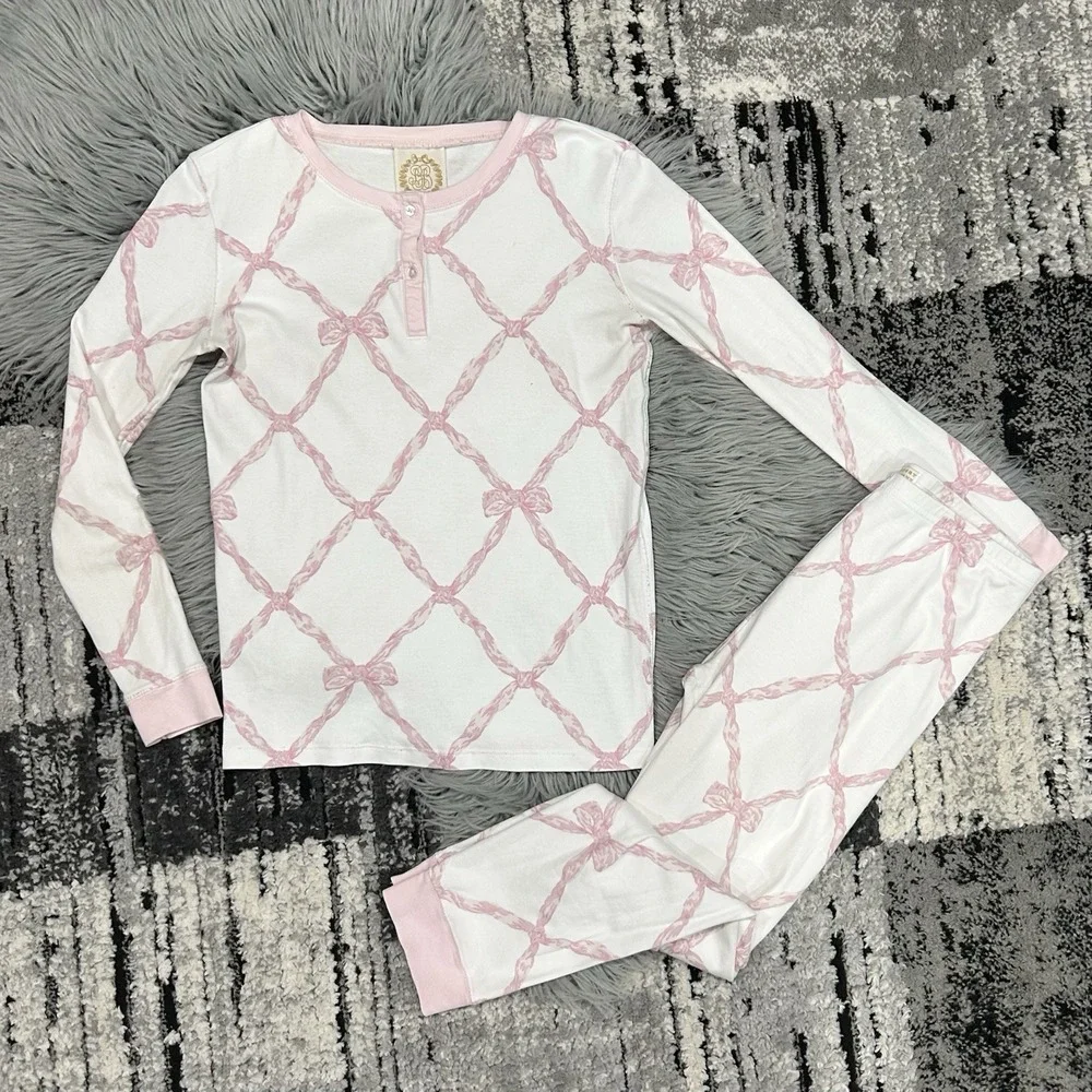 The Beaufort Bonnet Company Girls Pink Bow 2pc Pajamas Size 14‎